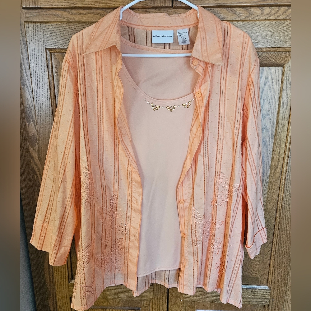 2 pc. Alferd Dunner Womens  Three-quarter length sleeve blouse with tank top